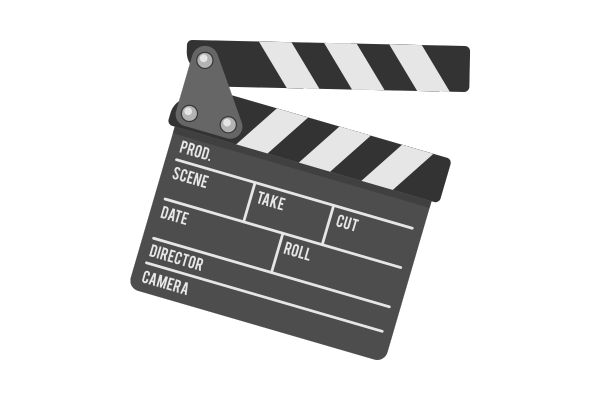 clapboard, simbolo di ciak cinematografico e produzione video